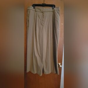 LOFT Khaki Wide-Leg Trousers